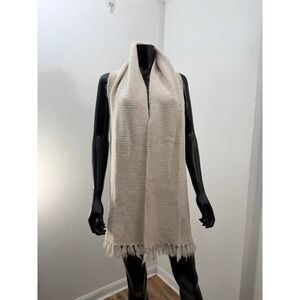 Universal Thread Cream Knit Scarf Fringe Wool Blend One Size NWOT